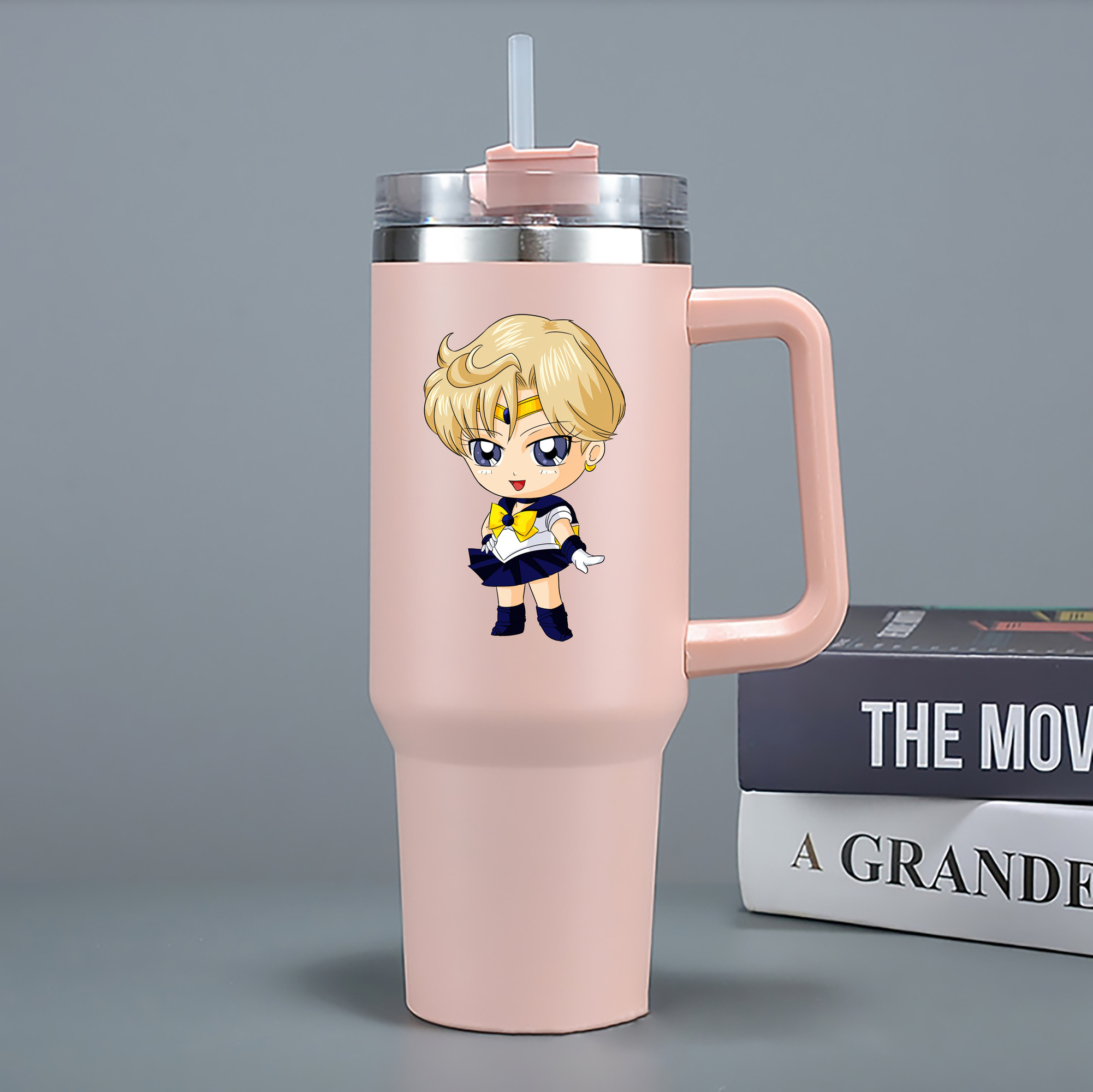 （画像用） 美少女戦士セーラームーン 天王はるか Sailor Moon Tenoh Haruka 1200mL車用タンブラー - クリスタルステッカー（プラスチックストロー付き）